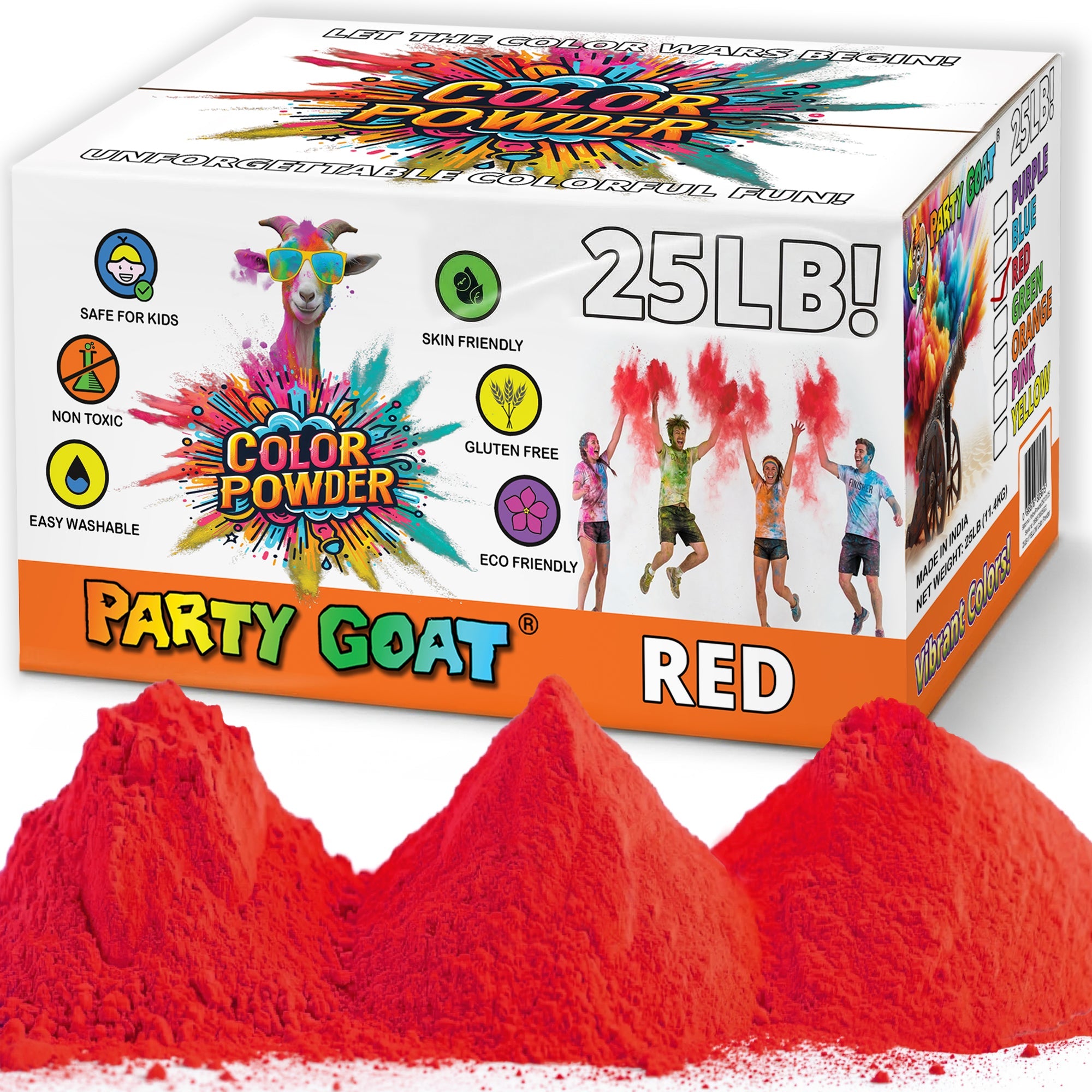 Color Run Powder 11,34 kg Bulk Holi Powder - Einzelfarbenbox