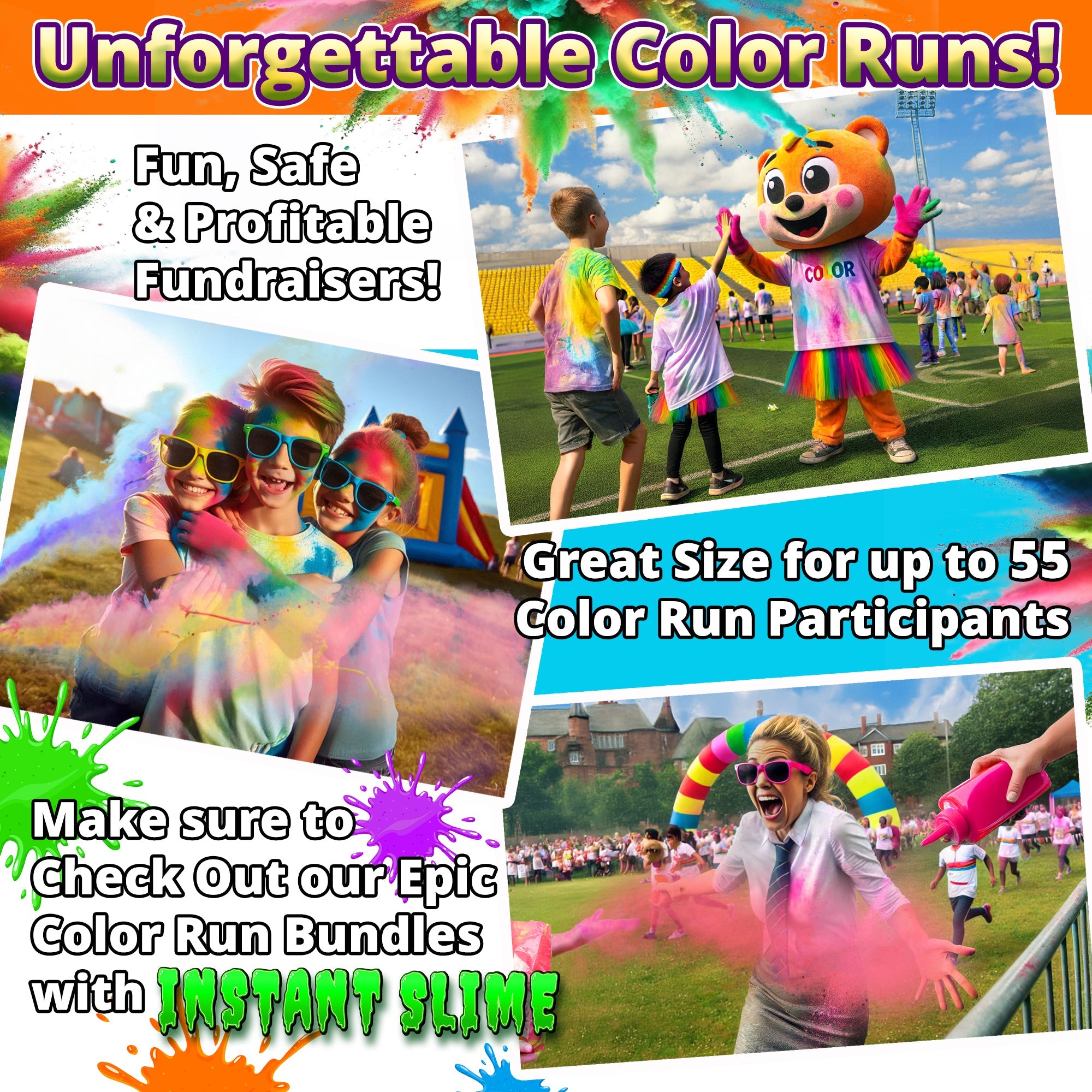 COLOR RUN POWDER: 9 Color Bulk Packung! 12,25 kg (12,3kg) für Color Wars & Events