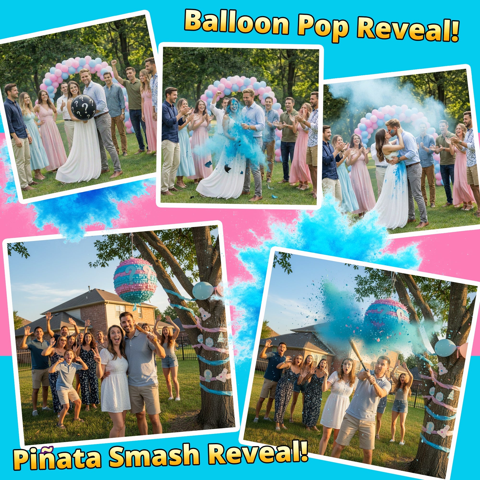 Gender Reveal Pulver - 2,72 kg lebendiges blaues oder rosa Pulver in Blackout-Taschen