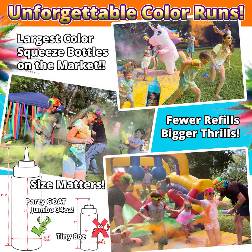 Farblauf-Pulverpressflaschen. Extra große 964 g Farbblaster für Color Wars. jeweils 0,5 kg, Packung von 10