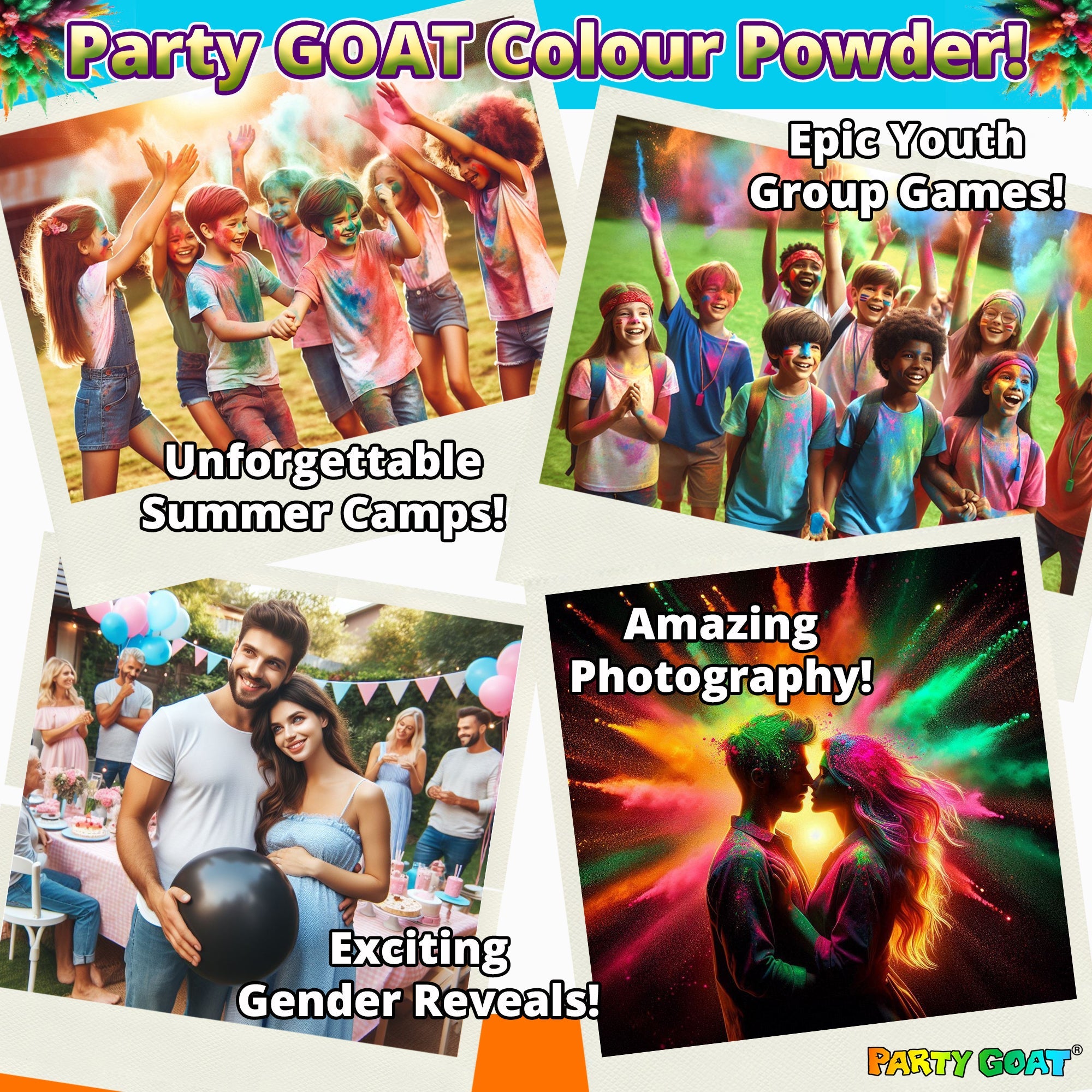 NEON COLOR POWDER: 4 Color Packung! 5,44 kg (5,5kg) für Color Runs & Glow Partys