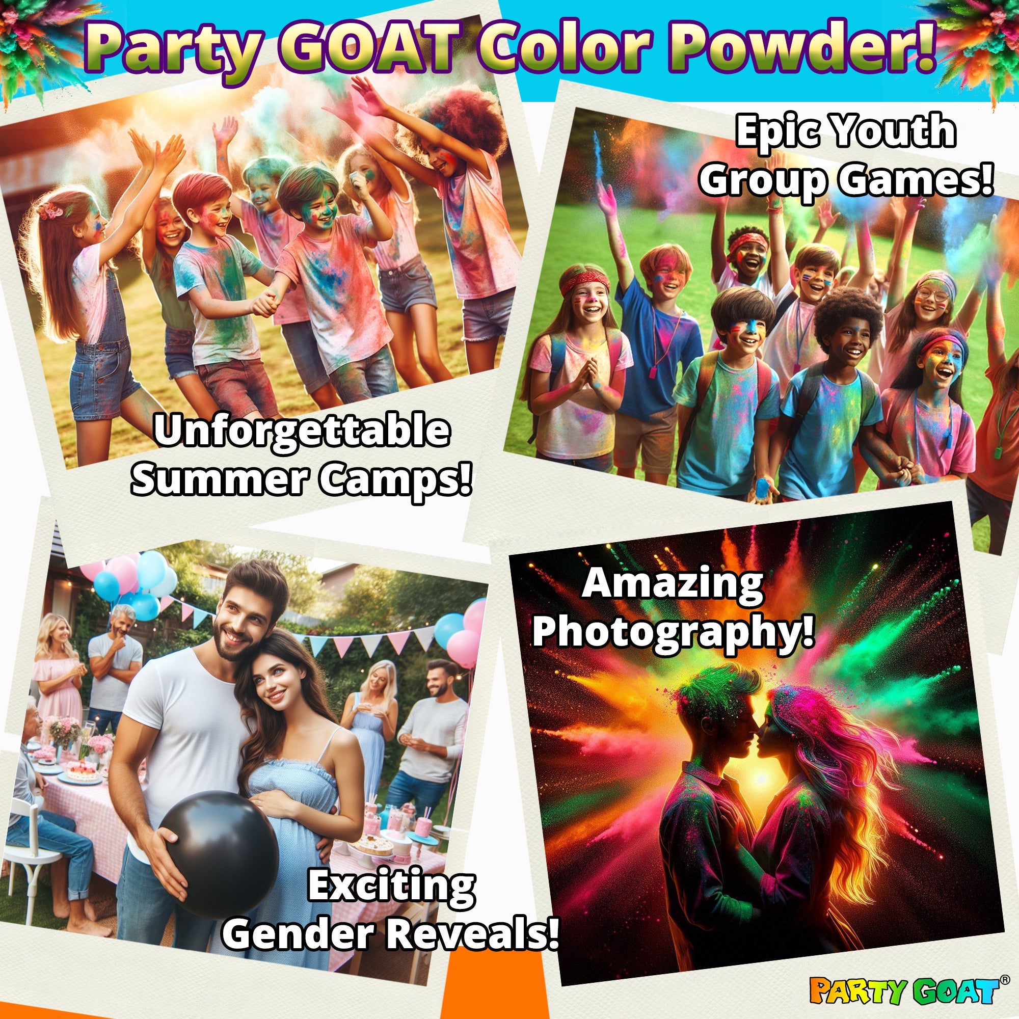 NEON COLOR POWDER: 4 Color Packung! 5,44 kg (5,5kg) für Color Runs & Glow Partys