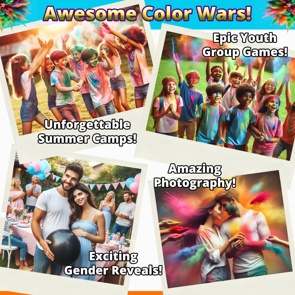 COLOR RUN POWDER: 9 Color Bulk Packung! 12,25 kg (12,3kg) für Color Wars & Events