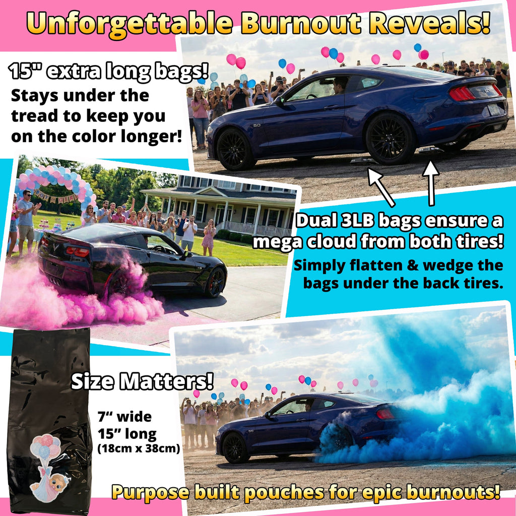 Gender Reveal Pulver - 2,72 kg lebendiges blaues oder rosa Pulver in Blackout-Taschen